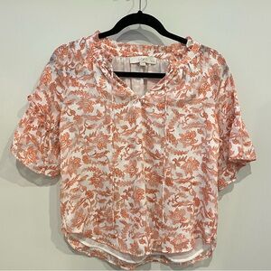 LOFT Women's Coral Patterned Blouse